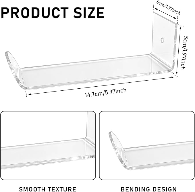 Headband Holder Wall Mount, 3-Pack Clear Acrylic Headband Organizer and Hair Tie Storage Rack, Wall-Mounted Display for Hair Accessories, Jewelry, Scarves for Women Girls