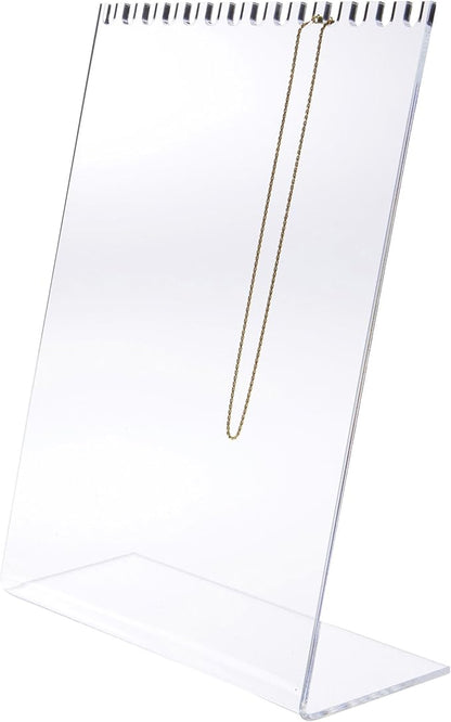 Plymor Clear Acrylic Necklace Display Stand With Top Hooks, 10.625" W x 4" D x 13.5" H