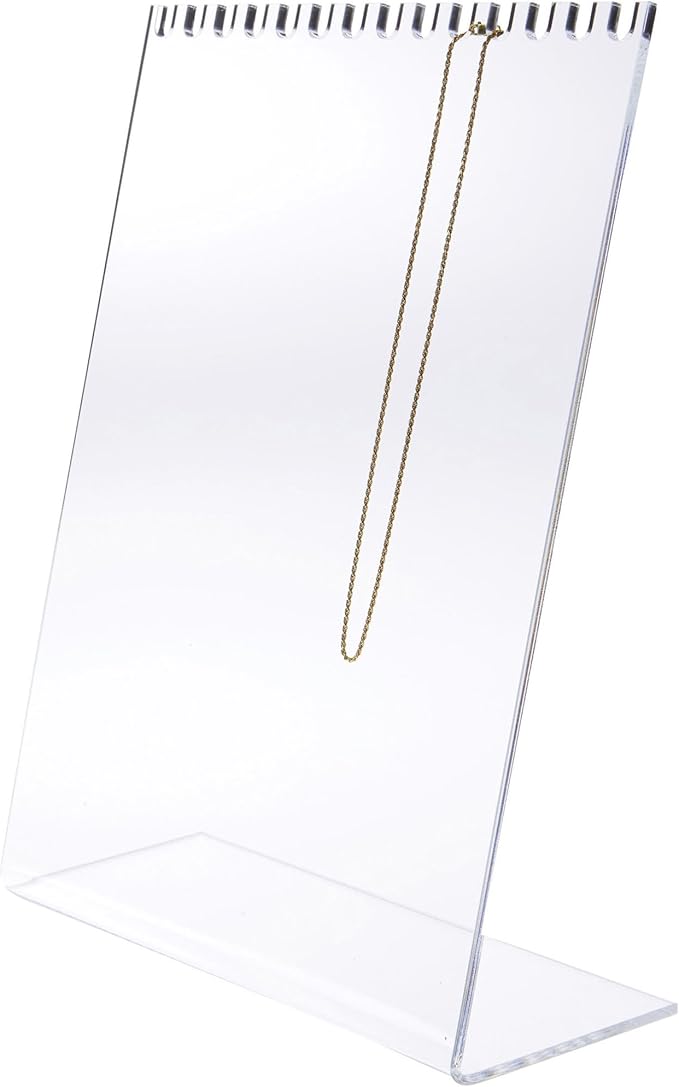Plymor Clear Acrylic Necklace Display Stand With Top Hooks, 10.625" W x 4" D x 13.5" H (3 Pack)