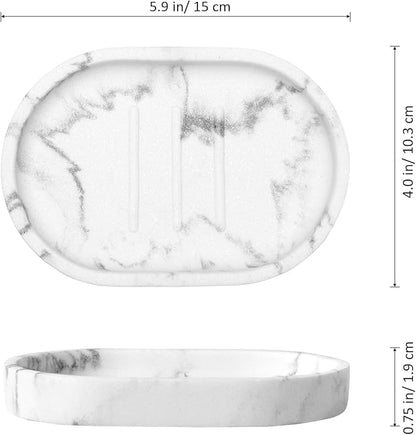 Luxspire Soap Dish, Bar Soap Holder, Soap Tray with Raised Design, Oval Soap Dish Soap Container for Bathroom Sink Kitchen Counter, Gravel White