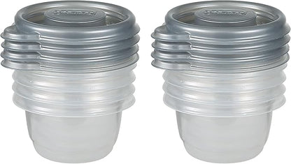 Glad GladWare Home Collection Mini Round Food Storage Containers, Small BPA Free Plastic with Silver Metallic Lid, Snack and Portion Control Containers, Microwave Dishwasher Safe, 4 Oz, 8 Ct - 12 Pk