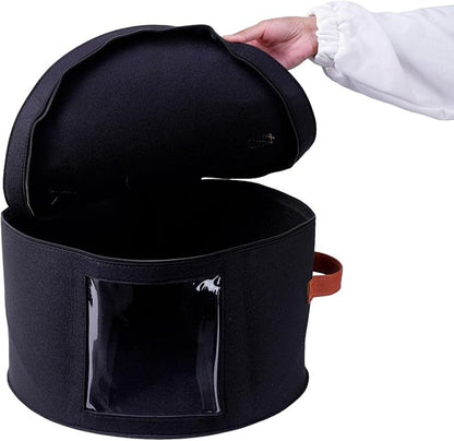 Large Hat Storage Box with Lid | Felt Round Foldable Hat Organizer | Travel Hat Boxes | Hat Organizer Box | Suitable for Various Types of Hats(11X17 Inch)