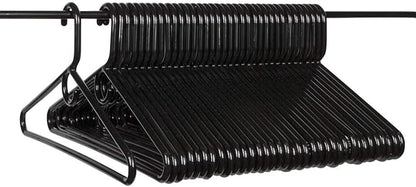 Plastic Hangers HD Heavy Duty, 24 Pcs. Black Color, Made in USA, 3/8” Thickness, Durable, Tubular, for Clothes, Coat, Pants, Shirts, Dress and More, TINEFF, Free and Quick delivery from USA