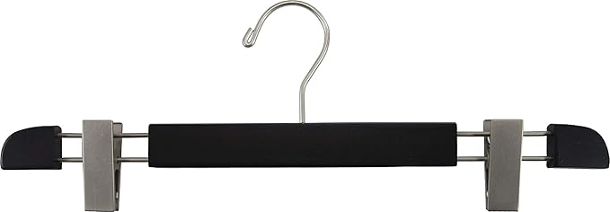 Stylish Wooden Bottoms Hanger with Low Profile and Extra Large Adjustable Clips, Hangers for Pants or Skirts with 360 Degree Chrome Swivel Hook by The Great American Hanger Company (100, Espresso)