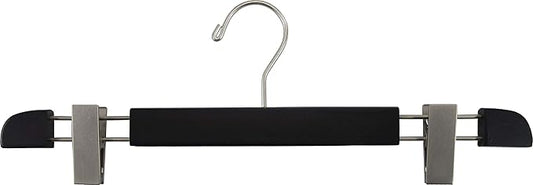 Stylish Wooden Bottoms Hanger with Low Profile and Extra Large Adjustable Clips, Hangers for Pants or Skirts with 360 Degree Chrome Swivel Hook by The Great American Hanger Company (100, Espresso)
