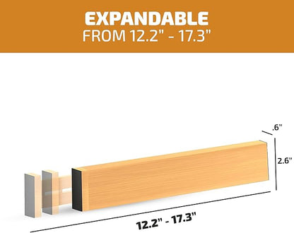 4-Pack Bamboo Drawer Dividers - 2.6 Inches High, Adjustable 12 to 17 Inches Expandable Drawer Organizer Dresser Separator for Clothes, Utensils, Bedroom, Bathroom, Kitchen, Office Storage Organization