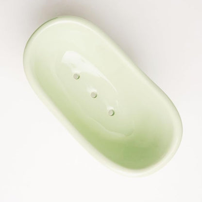 5.6" Ceramic Mini Bathtub Soap Dish Decortative Clawfoot Bathroom Soap Dish (Green Tea)