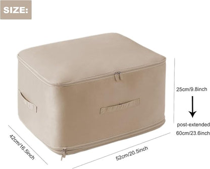 Ultra Space Saving Self Compression Organizer, Storage Tote for Space Saving,Packing Bags Clothes Storage Bags Self Compression Organizer for Comforters, Blankets, Bedding (Beige)