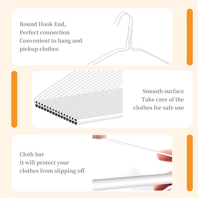 30 Pcs Dry Cleaner Hangers with Tubes - 16" Wire Hangers White Tube with Strong 15 Gauge Wire Bulk for Pants Caped Suit & Strut Home or Dry Cleaners (White)