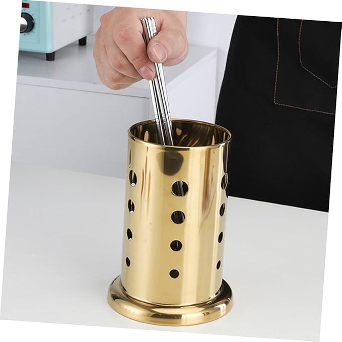 PRETYZOOM 2pcs Stainless Steel Chopsticks Holder Versatile Utensil Organizer for -saving Design for Chopsticks Forks and Spoons Gold Base