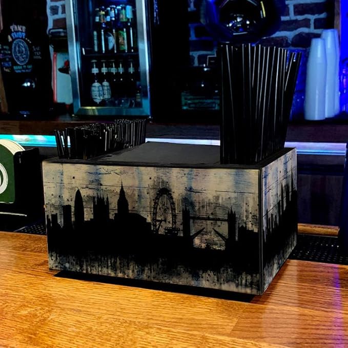 Bar Caddy - City Scene Design - 3 Compartment Caddy