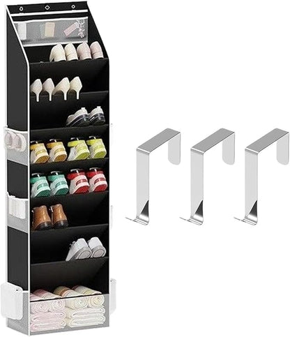 Over Door Shoe Rack - 8 Layer Storage Over The Door, Closet Organizers And Storage, Hanging Fabric Shelving Unit | Space Saving Wall Hardware For Room Classroom RV Entryway Mudroom Apartment Dormitory