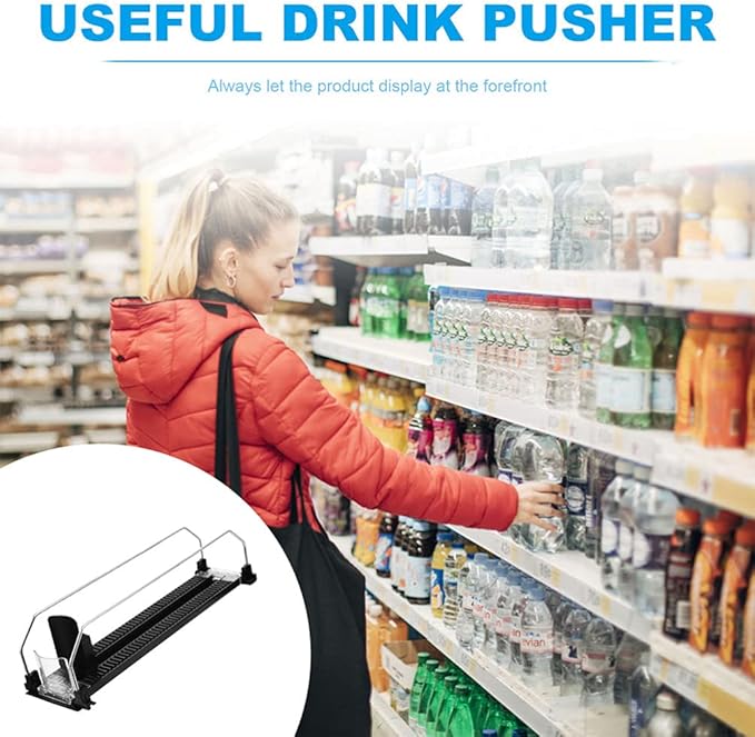 2Pcs Drink Organizer for Fridge, Soda Can Dispenser with Automatic Pusher Glide, Refrigerator Bottle Organizer Beverage Storage Holder for Refrigerator Pantry Vending Machine (3-4 Can)