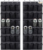 Over The Door Hanging Shoe Organzier, Large Capacity Mesh Shoe Rack, 24 Pockets Hanging Shoe Rack Holder Organizer Shoe Storage Closet for Men Sneakers,Bedroom Bathroom Pantry (Black)