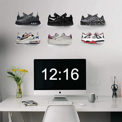 Acrylic Floating Shoe Rack (Set of 6) Wall Mount Display Shoe Rack Transparent Storage Rack for Home Use Sneaker Display Rack with Screws and Anchors