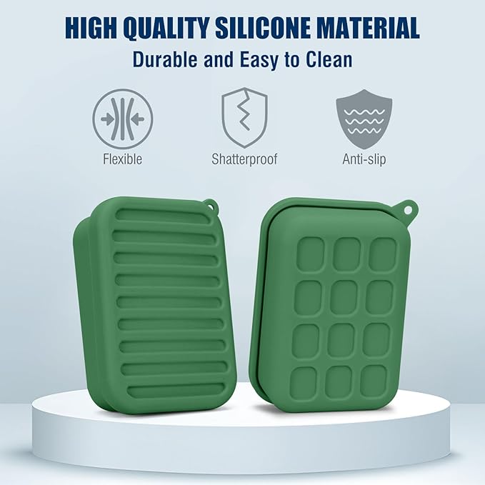 Superior Leak-Proof Silicone Travel Soap Case with Drainage Lid/Layer, Compact Bar Soap Container, Durable Soap Holder for Camping, Gym, and Travel Size Toiletries (Mint Green)