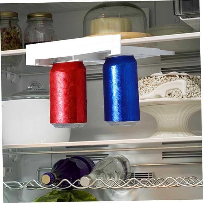ARTIBETTER 2pcs Double Row Drink Organizer for Fridge Space Saving Hanging Can Dispenser for Diameter Cans Hips Material Easy Access Beverage Holder