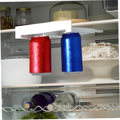ARTIBETTER 2pcs Double Row Drink Organizer for Fridge Space Saving Hanging Can Dispenser for Diameter Cans Hips Material Easy Access Beverage Holder