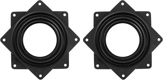 uxcell Lazy Susan Hardware, 2Pcs 4 Inch - Iron Square Ball Bearing Rotating Swivel Plate, Lazy Susan Turntable for DVD Tower, Bookshelf (Black)