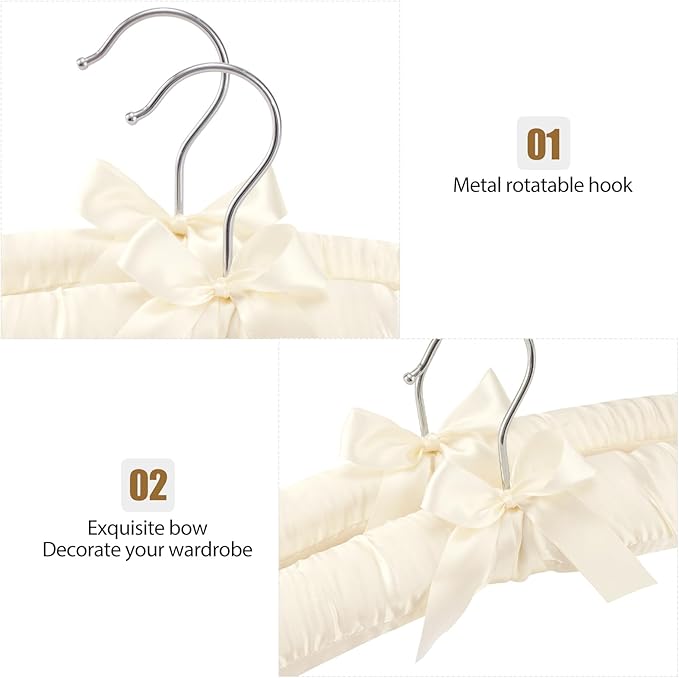 Women's Clothing Padded Hangers, 15 Inch Satin Hangers, Thick Foam Padding, No Shoulder Pads, for Sweaters, Suits, Wedding Dresses, Fine Cashmere (Pack of 5)