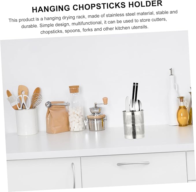 Ciieeo Hanging Chopsticks Holder with Ventilated Drying Rack and Hook Kitchen Utensils Organizer for Efficient Tableware Storage