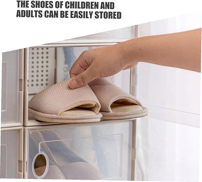 Flip-on Shoe Cabinet Stackable Plastic Shoe Organizer Clear Overlapping Shoes Case for Sneakers Sandals Home Storage 12.99X9.05X5.51In