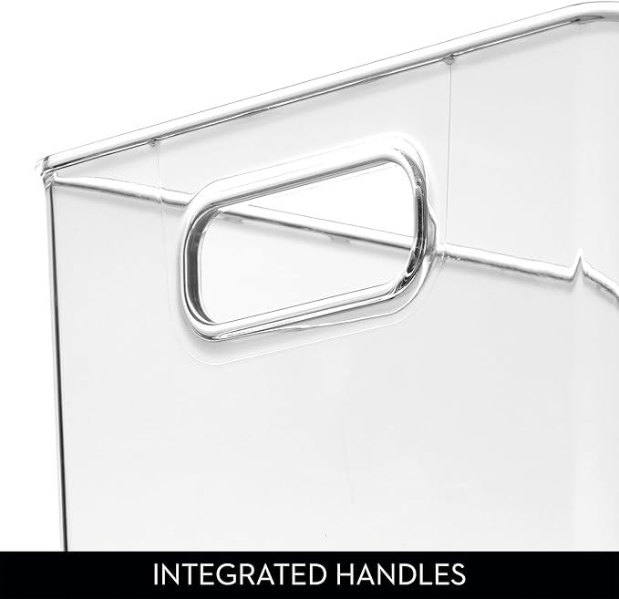 iDesign Storage Bins with Handles - Organizer Bins for Kitchen, Pantry, Bathroom, or Home Office - Set of 2 - Clear