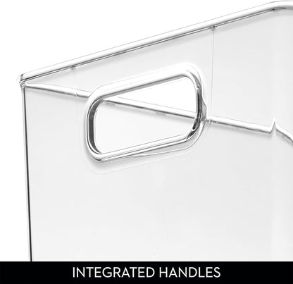 iDesign Storage Bins with Handles - Organizer Bins for Kitchen, Pantry, Bathroom, or Home Office - Set of 2 - Clear