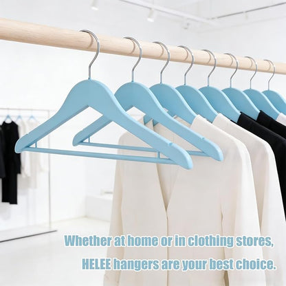 20 Pack Blue Clothes Hangers Slim Wood Hangers Coat Hangers for Closet,Clothes Hanger with Extra Smooth Finish,Precisely Cut Notches for Shirt Suit Dress Women Home Kids (Blue)