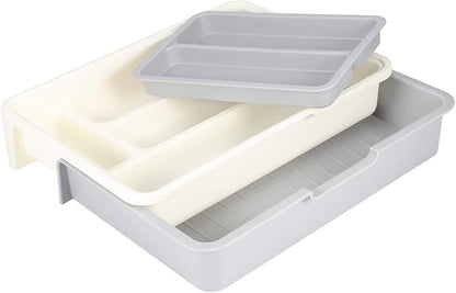 Yosoo Expandable Silverware Drawer Organizer – BPA-Free Plastic Cutlery Tray with 7 Compartments, Adjustable Utensil Holder for Kitchen Drawers, Flatware Storage for Spoons, Forks, Knives