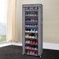 63" The Large Shoe Rack Large with dust Cover Shoe Rack with Covers on The 10-Floor Non-Woven Shoe Cabinet is Used for Closet, Bedroom and Garage, (Grey)