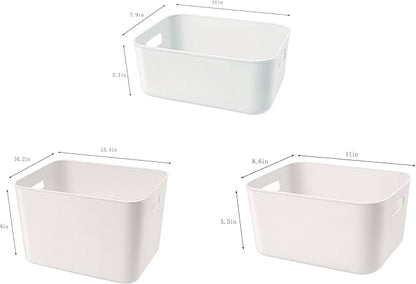Set Of 8 Plastic Storage Bins,Versatile Kitchen Pantry Organization and Storage,for Plastic Storage Container Under Bed,Under Sink Bathroom Organizer (White, 8 Pack
