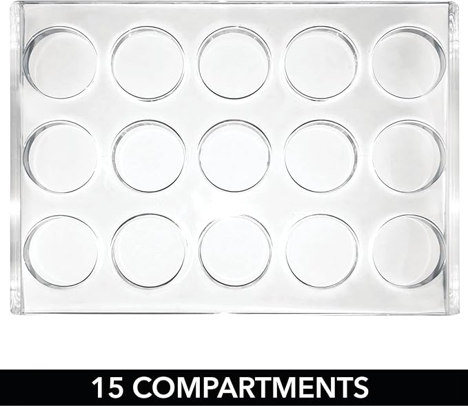 mDesign Plastic Makeup Brush Storage Organizer with 15 Slots for Bathroom Countertop, Vanity to Hold Eye/Lip Pencils, Lip Gloss, Liners, Lipstick - Clear/Rose Gold