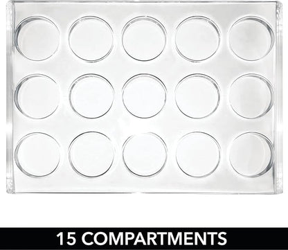 mDesign Plastic Makeup Brush Storage Organizer with 15 Slots for Bathroom Countertop, Vanity to Hold Eye/Lip Pencils, Lip Gloss, Liners, Lipstick - Clear/Rose Gold