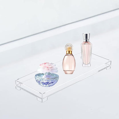 Vanity Bathroom Tray, Acrylic Rectangle Decorative Catchall Organizer Storage Tray - Clear