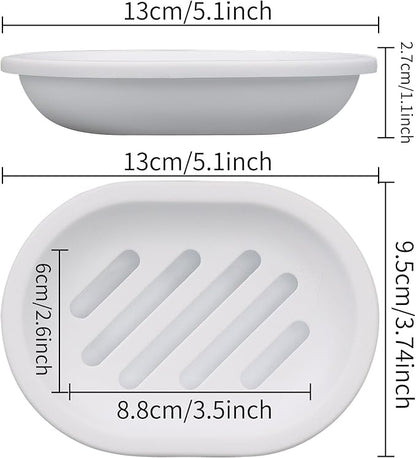 Topsky Soap Dish for Shower, 2pcs Soap Dishes Soap Savers for Bar Soap, Soap Bar Holder Shower with Drip Tray, Plastic Soap Holders with Drain for Kitchen Sink, Easy to Clean, Dry,White