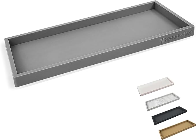 Spacewiser Countertop and Vanity Tray - 11.7" Silicone Bathroom Tray Countertop, Dish Soap Trays for Kitchen Counter, Sink Organizer Caddy Accessories, Toilet Plant Shower Makeup Mat Oil Holder