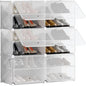 Patented Shoe Racks Organizers Shelves, Floor-Standing, Wall Hanging, Sturdy and extendable. Easy DIY Assembly, for Door Entrance, Closet, and Workplace (2x6Grid, Translucent)