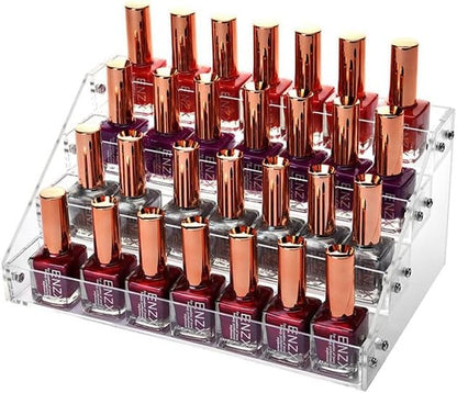 Nail Polish Organizer Display Rack 4 Layers Clear Acrylic Nail Polish Set Holder Tray for Nail Gel Polish Kit Fingernail Quick Dry Nail Lacquer Essential Oils Set Bathroom Counter Organizer