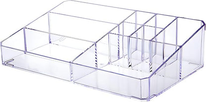 Clear Makeup Organizer, Makeup Brushes Storage Case, Cosmetic Display Case Tray, Tiered Skincare Organizer, Acrylic Lipstick Holder Countertop Desk Brush Organizer for Bedroom Vanity