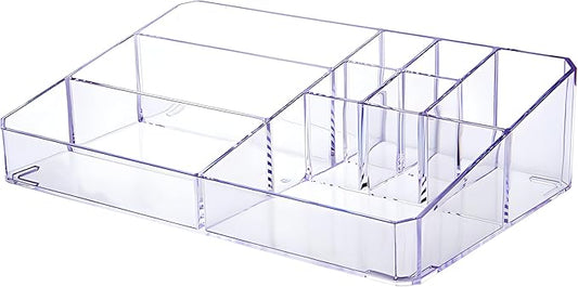 Clear Makeup Organizer, Makeup Brushes Storage Case, Cosmetic Display Case Tray, Tiered Skincare Organizer, Acrylic Lipstick Holder Countertop Desk Brush Organizer for Bedroom Vanity
