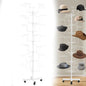 7-Tier Rotating Hat Display Stand, Free Standing Hat Rack Stand, Rolling Display Hat Stand with 35 Metal Hooks, Adjustable Height Cap Organizer for Wig Cap Baseball Hats (1PC - White)