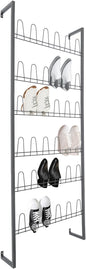 70 Inch 6-Tier Wall Mounted Metal Shoe Organizer, Hanging Shoe Rack for 18 Pairs, Space Saving Heavy Duty Iron Shoe Storage Caddy for Closet Entryway Garage (Black)