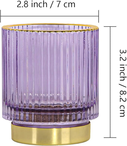 Vintage Makeup Brush Holder Organizer,Dresser Glass Brushes Holder,Vanity Cosmetic Brush Holder,Desktop Crystal Eyeliners Eyebrow Pencil Storage Cup Holder for Countertop (Small Purple)