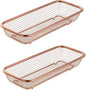 Kitchen Drawer Organizer, Stainless Steel Storage Container Rose Gold Metal Cabinet Storage Basket for Holding Silverware Kitchen Utensil, Pack of 2
