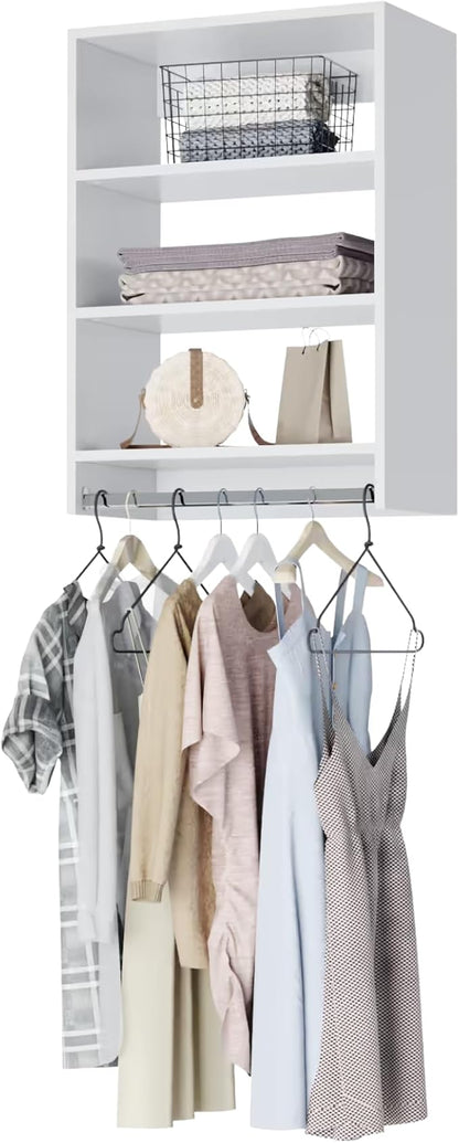 Medium Hanging Closet Unit - Modular Closet System For Hanging - Corner Closet System - Closet Organizers And Storage Shelves (White, 19.5 inches Wide) Closet Shelves