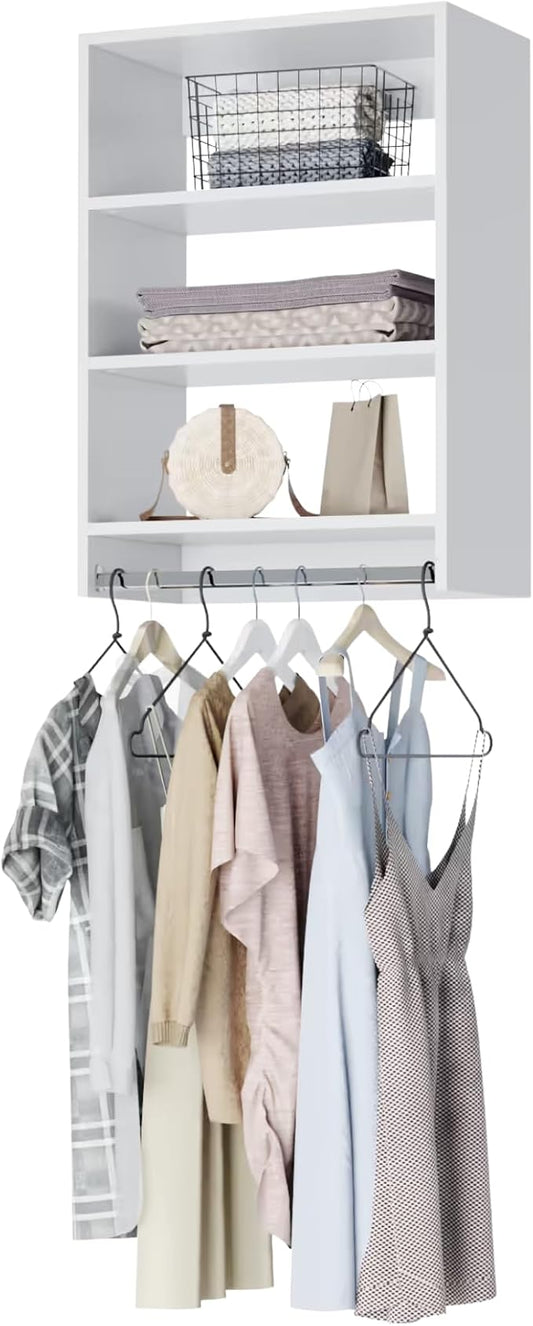 Medium Hanging Closet Unit - Modular Closet System For Hanging - Corner Closet System - Closet Organizers And Storage Shelves (White, 19.5 inches Wide) Closet Shelves