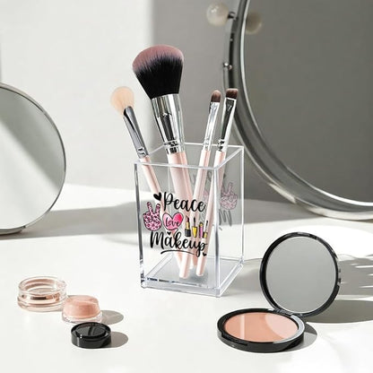 Peace Love Makeup Acrylic Makeup Brush Organizer Holder, Make Up Artist Desk Acrylic Brushes Storage, Christmas Birthday Gifts Women Mom Aunt Sister Boss Lady Make Up Artist