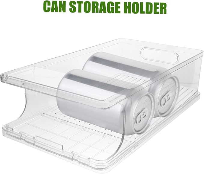 Rolling Can Organizer for Refrigerator Drink Pusher for Fridge Drink Dispenser