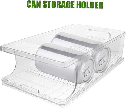 Rolling Can Organizer for Refrigerator Drink Pusher for Fridge Drink Dispenser